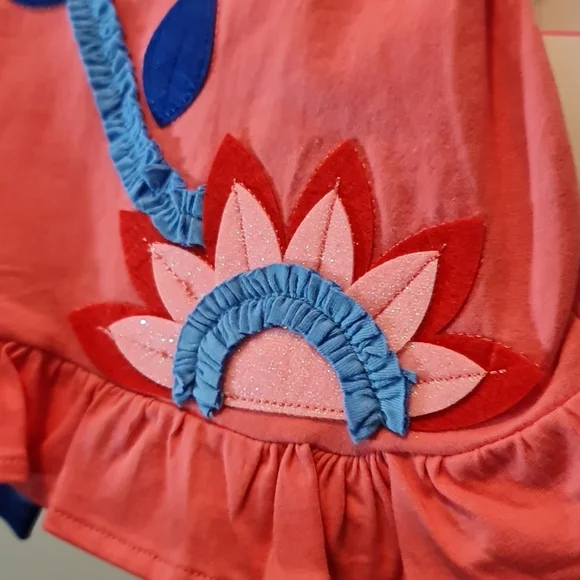 2 Piece Rare Editions Coral and Blue Outfit 3-6 months NWTs - Picture 4 of 7